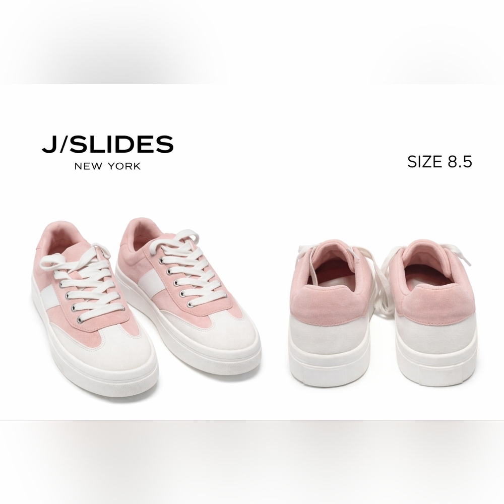 J/SLIDES New York Pink & White Women's Platform Sneakers Size 8.5